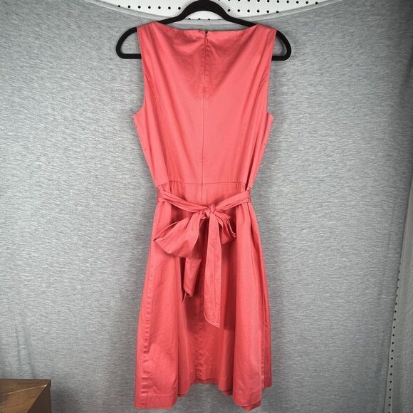 Chaps Coral Pink Fit And Flare Sleeveless Dress with Belt Size 14 NWT MSRP $80 - Picture 3 of 14